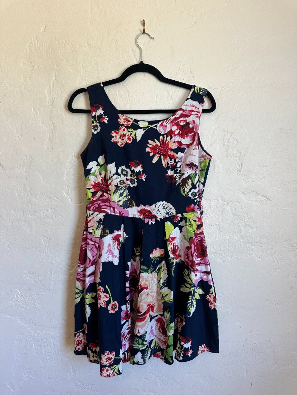Louche Navy Floral Zip Front Fit & Flare Dress